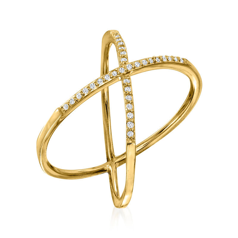 .10 ct. t.w. Diamond Crossover Ring in 18kt Yellow Gold Over Sterling image number 2