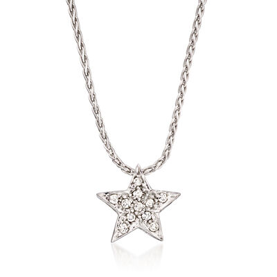 C. 1990 Vintage .15 ct. t.w. Diamond Star Pendant Necklace in 14kt White Gold