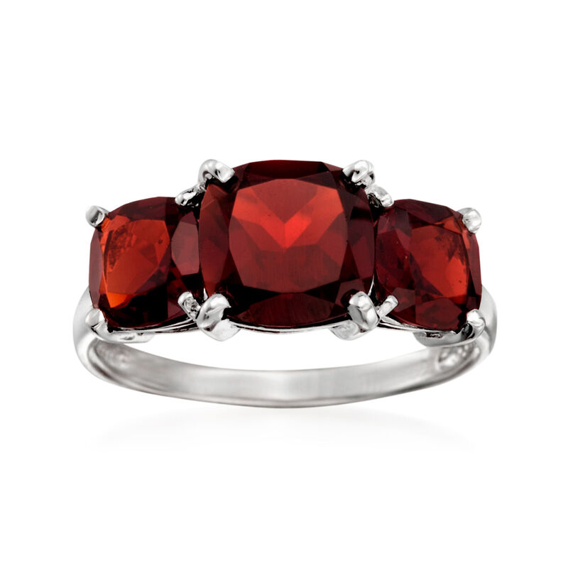 4.80 ct. t.w. Garnet Three-Stone Ring in Sterling Silver image number 0