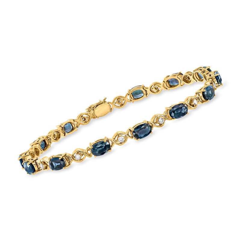 C. 1990 Vintage 7.70 ct. t.w. Sapphire and .40 ct. t.w. Diamond Bracelet in 18kt Yellow Gold. 7" image number 0