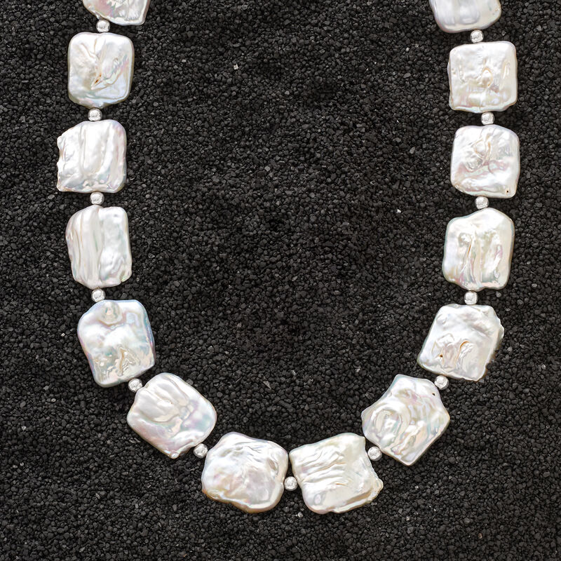 17-20mm Cultured Pearl Necklace in Sterling Silver. 20&quot; image number 4