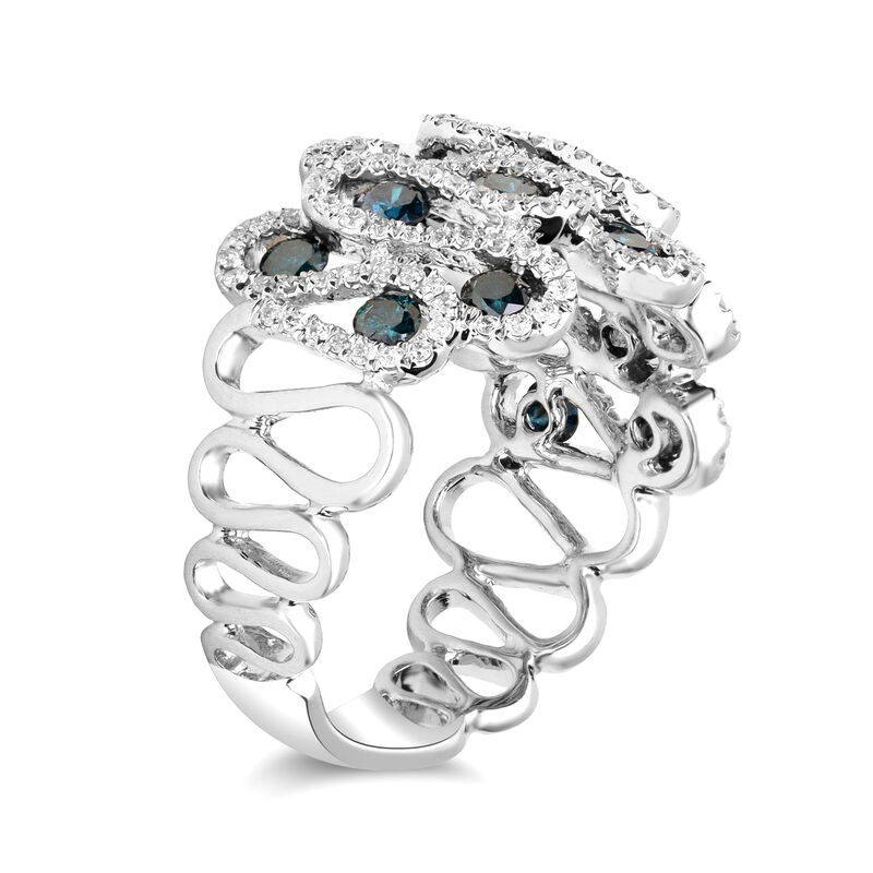 1.60 ct. t.w. Blue and White Diamond Wavy Ring in 14kt White Gold image number 1
