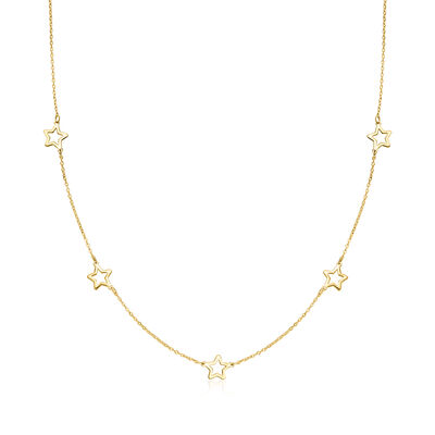 Italian 10kt Yellow Gold Open-Space Star Station Necklace