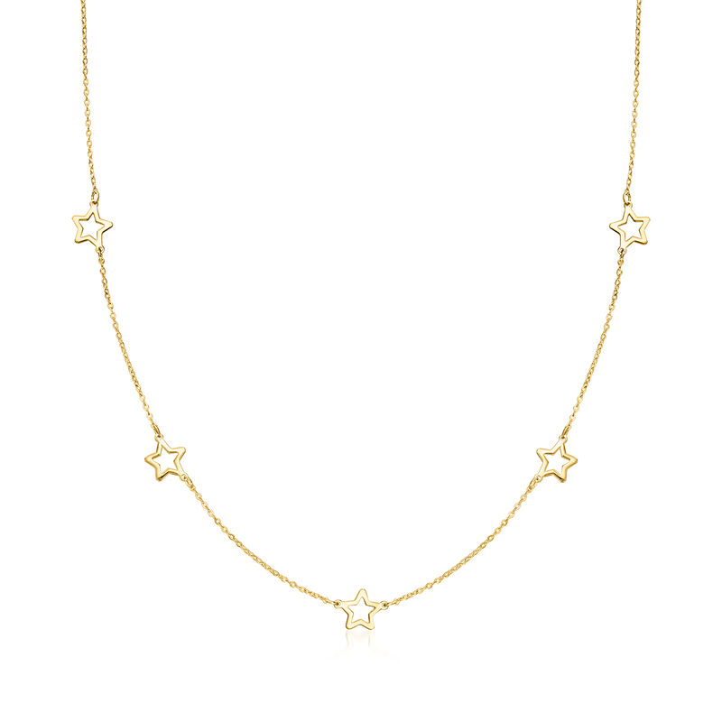 Italian 10kt Yellow Gold Open-Space Star Station Necklace image number 0