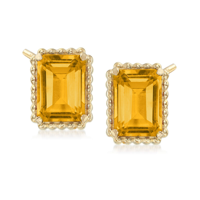 3.00 ct. t.w. Citrine and 14kt Yellow Gold Beaded Frame Earrings  image number 0