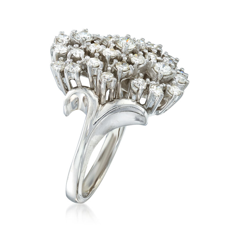 C. 1970 Vintage 1.00 ct. t.w. Diamond Cluster Ring in 14kt White Gold image number 2
