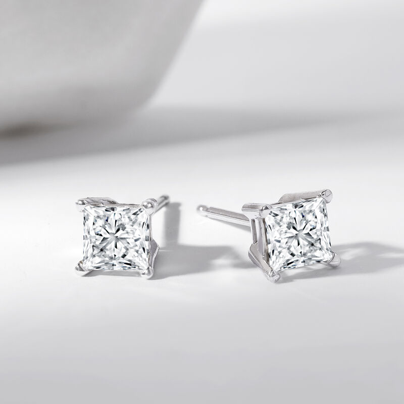 1.00 ct. t.w. Princess-Cut Diamond Stud Earrings in 14kt White Gold image number 4