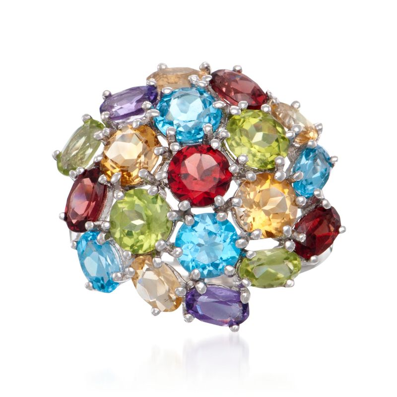 6.55 ct. t.w. Multi-Stone Cluster Ring in Sterling Silver image number 0