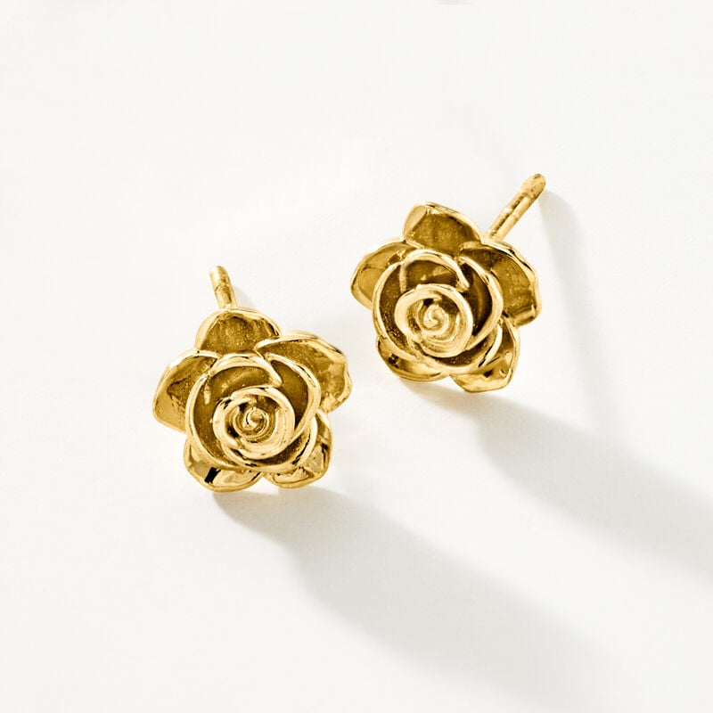 Italian 14kt Yellow Gold Rose Earrings  image number 3