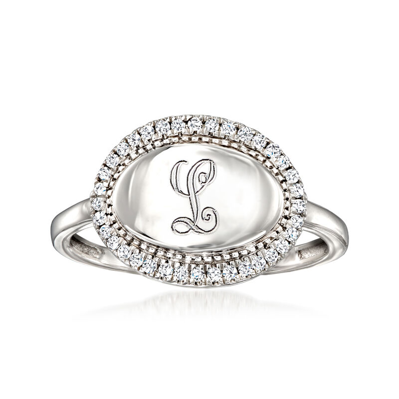 .10 ct. t.w. Diamond Personalized Oval Ring in Sterling Silver image number 2