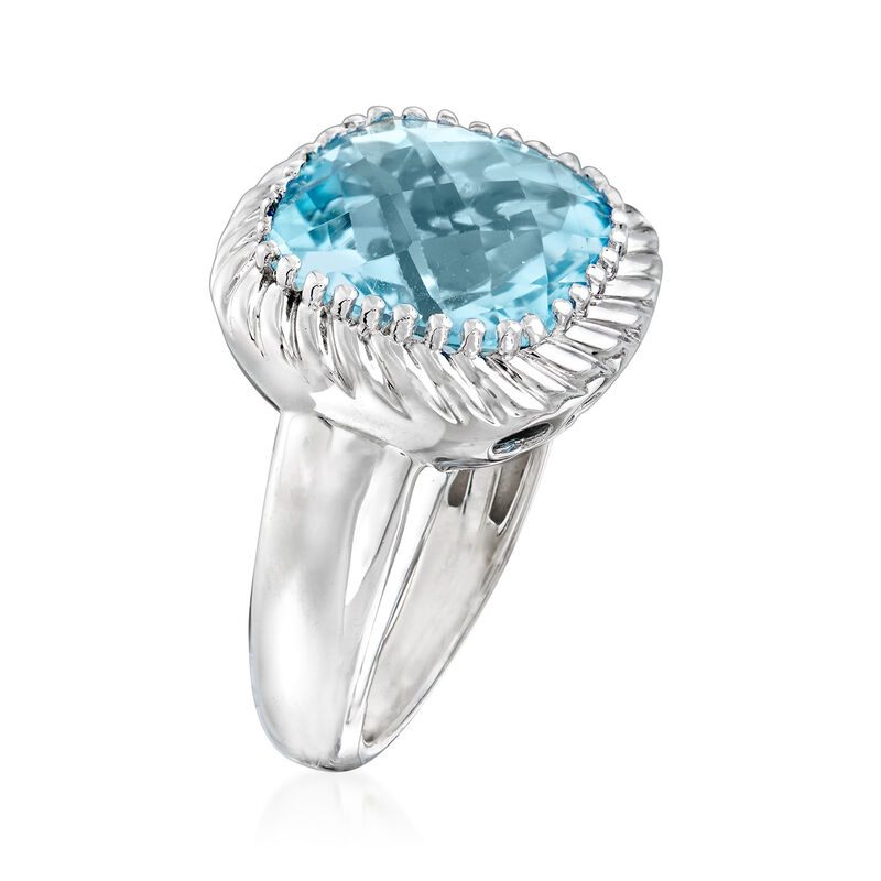 12.00 Carat Sky Blue Topaz Rope Ring in Sterling Silver image number 2