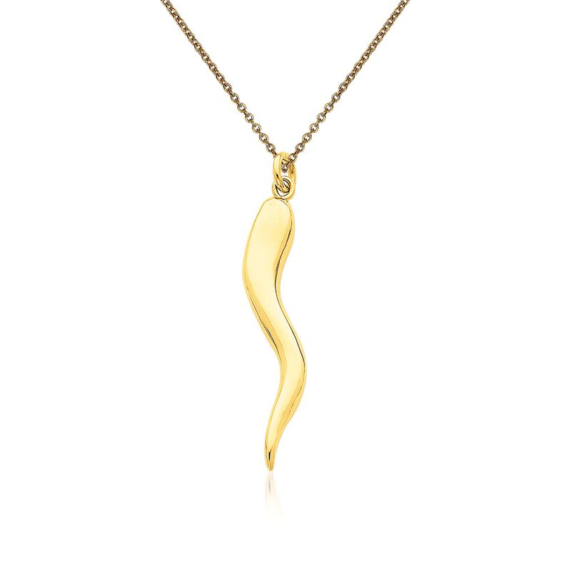 14kt Yellow Gold Italian Horn Pendant Necklace image number 0