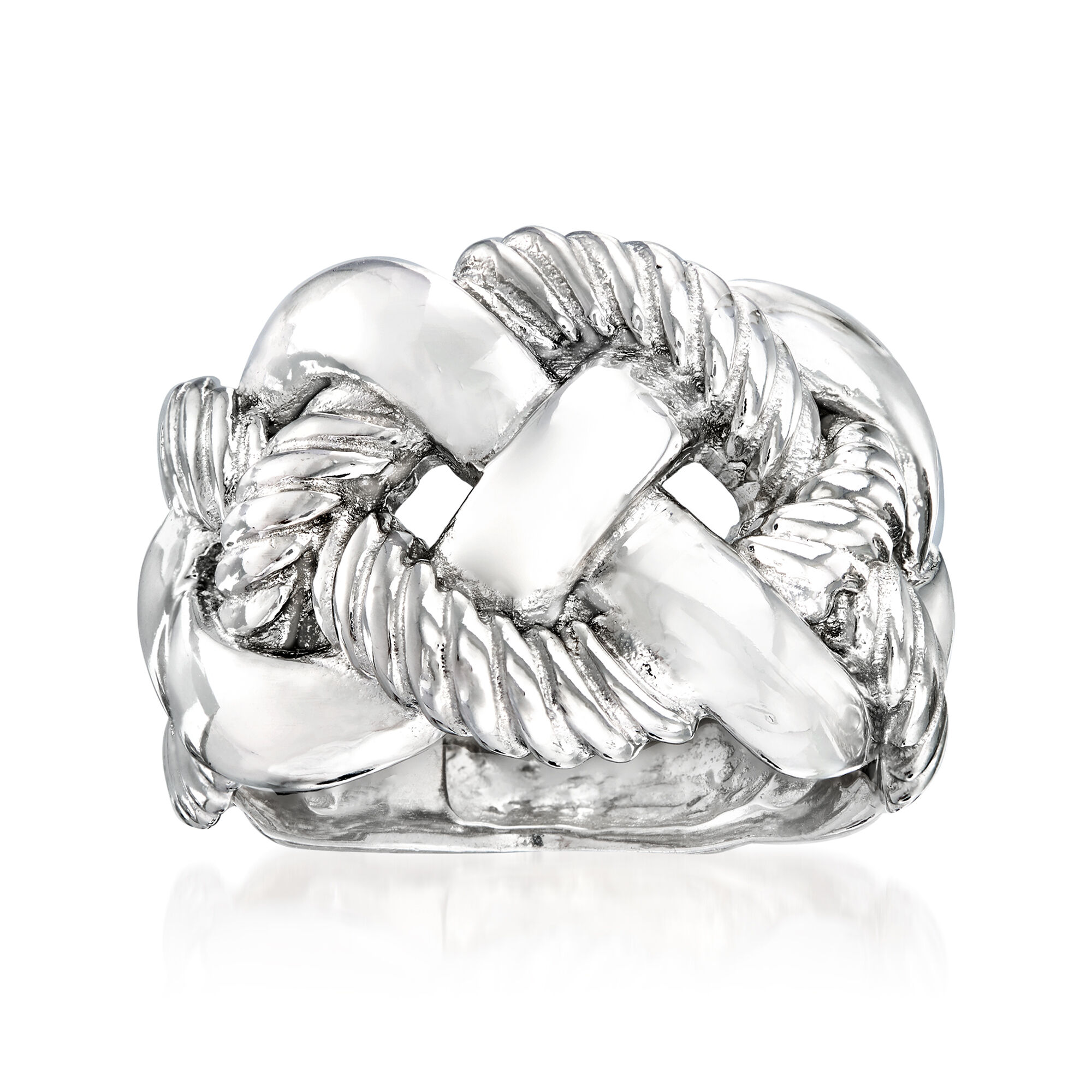 Italian Sterling Silver Wide Braided Ring