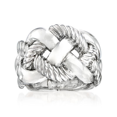 Italian Sterling Silver Wide Braided Ring