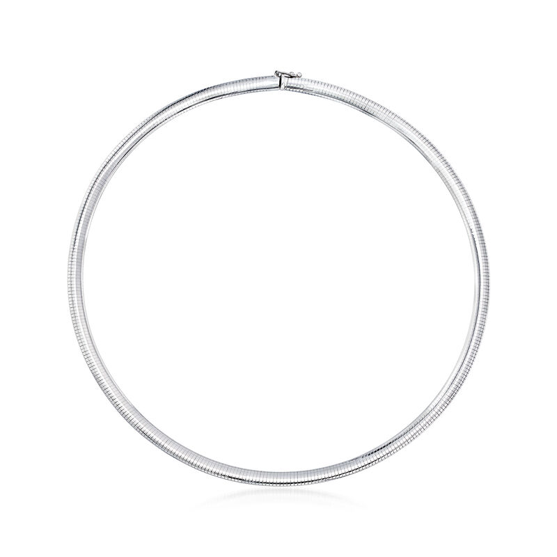 Italian 6mm 14kt White Gold Omega Necklace image number 0