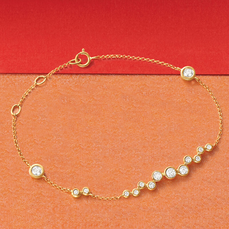 .61 ct. t.w. Bezel-Set Diamond Cluster Bracelet in 14kt Yellow Gold image number 2