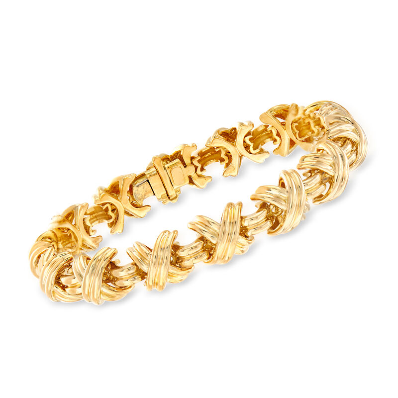 C. 1990 Vintage Tiffany Jewelry 18kt Yellow Gold X Bracelet image number 0