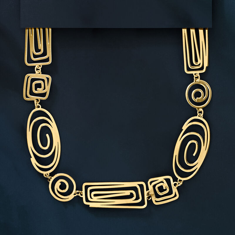 Italian 18kt Gold Over Sterling Spiral Openwork Necklace. 18" image number 2