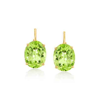 C. 1990 Vintage 5.20 ct. t.w. Peridot Drop Earrings in 14kt Yellow Gold