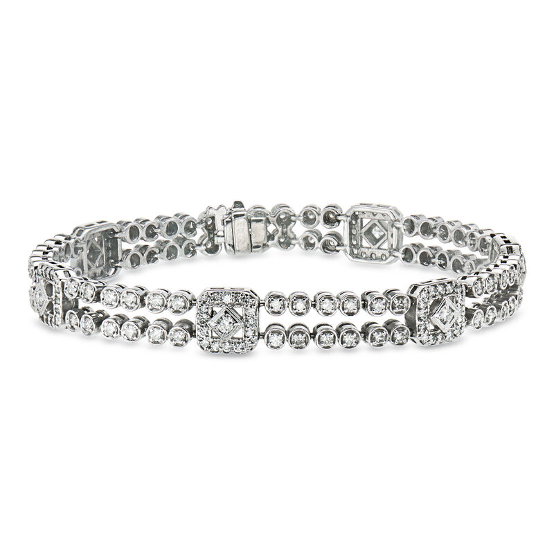 C. 1990 Vintage 3.75 ct. t.w. Diamond Two-Row Bracelet in 14kt White Gold. 7.25" image number 0