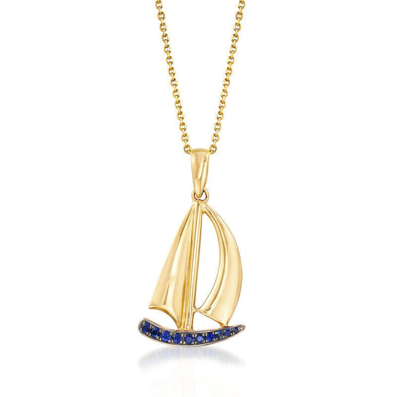 .17 ct. t.w. Sapphire Sailboat Pendant Necklace in 14kt Yellow Gold image number 0