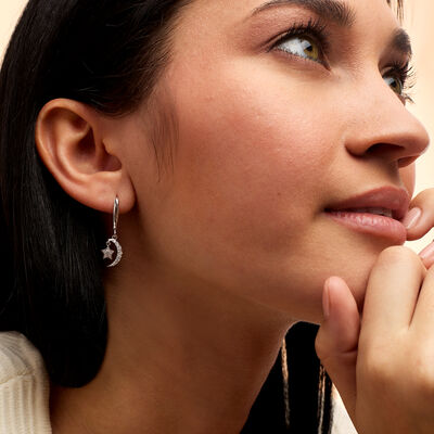 .20 ct. t.w. Diamond Star and Moon Drop Earrings in Sterling Silver