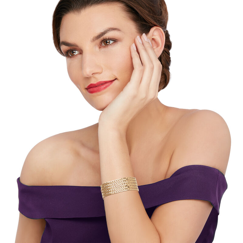 Italian Curb Link Multi-Strand Bracelet in 14kt Yellow Gold image number 1