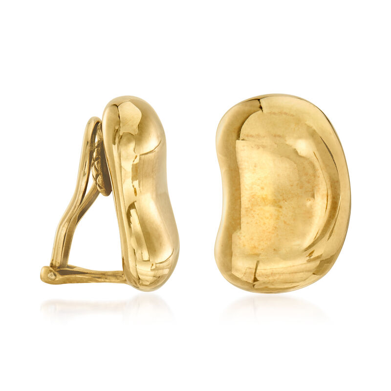 C. 1985 Vintage Tiffany Jewelry 18kt Yellow Gold Bean Clip-On Earrings image number 2