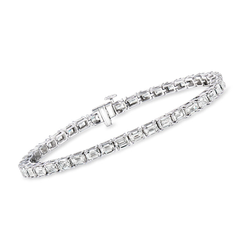 10.00 ct. t.w. Emerald-Cut Lab-Grown Diamond Tennis Bracelet in 14kt White Gold image number 0