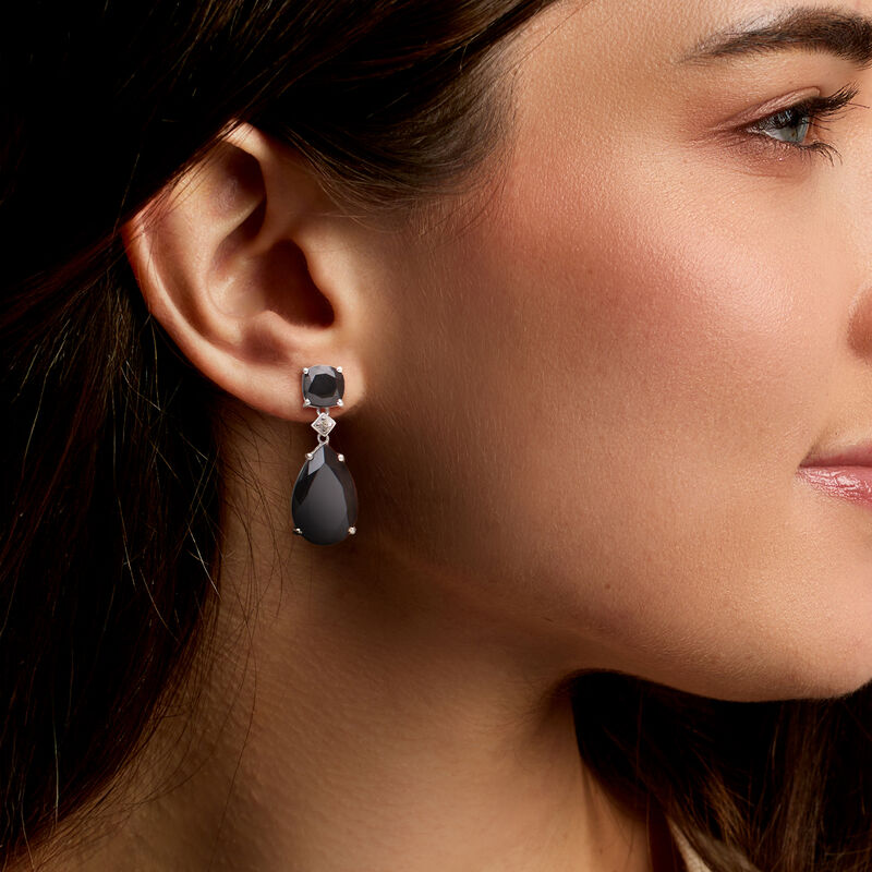 Onyx Drop Earrings in Sterling Silver image number 1