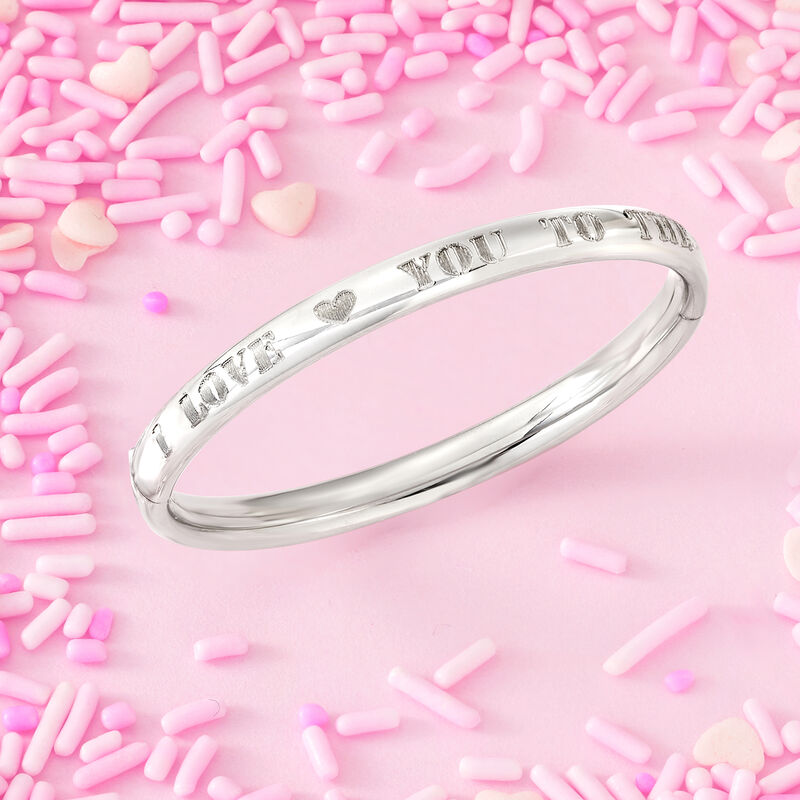 Child's &quot;I Love You to the Moon and Back&quot; Bangle Bracelet in Sterling Silver image number 2