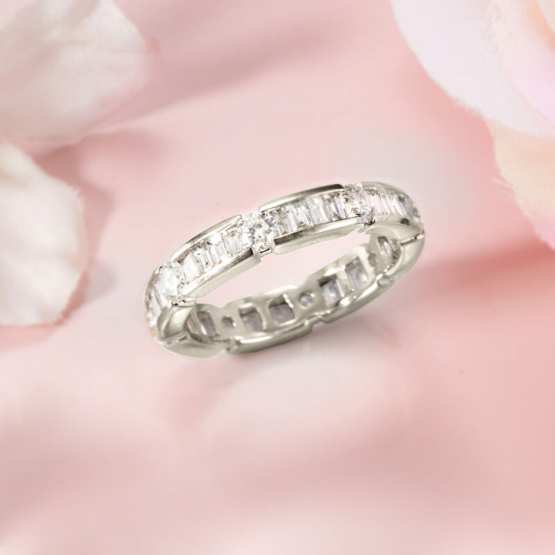 2.00 ct. t.w. Baguette and Round Diamond Eternity Band in 14kt White Gold image number 3