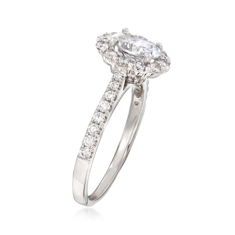 .56 ct. t.w. Diamond Halo Engagement Ring Setting in 14kt White Gold. Size 6.5 image number 2