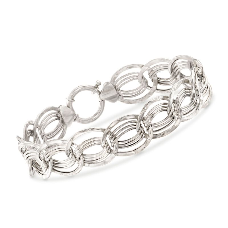 14kt White Gold Interlocking Multi-Link Bracelet. 7.25&quot; image number 0
