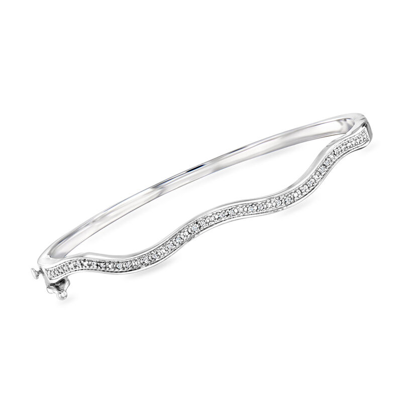 .10 ct. t.w. Diamond Wavy Bangle Bracelet in Sterling Silver image number 0