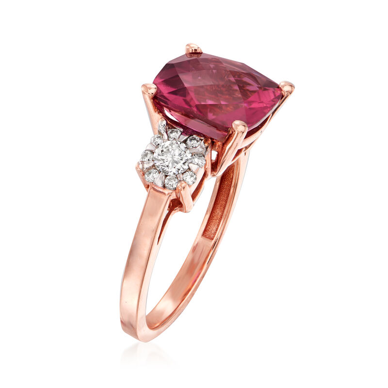 5.00 Carat Pink Tourmaline and .35 ct. t.w. Diamond Ring in 14kt Rose Gold image number 2