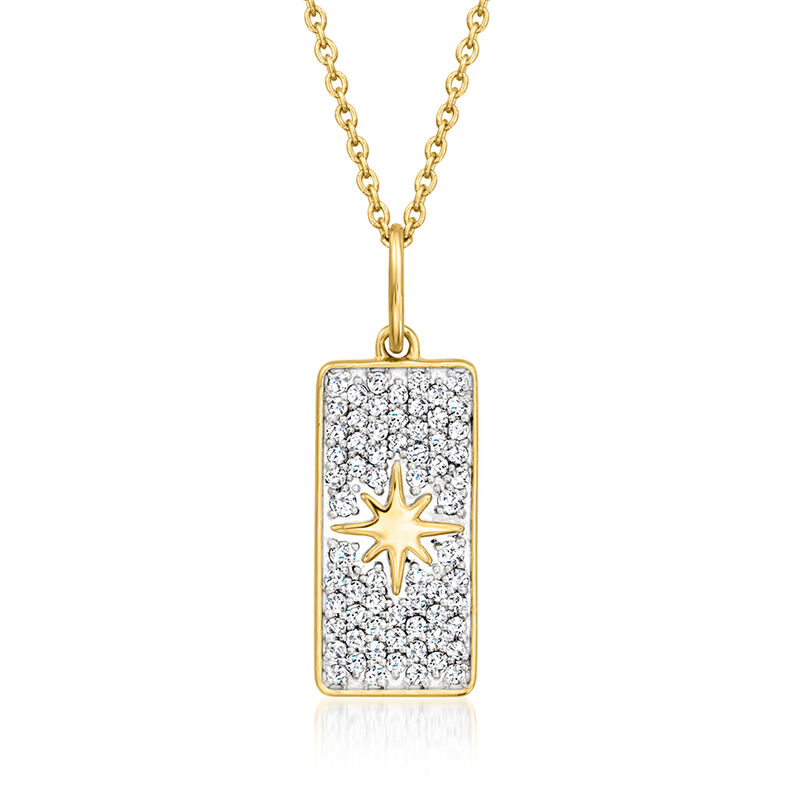 .40 ct. t.w. Diamond North Star Bar Pendant Necklace in 18kt Gold Over Sterling. 18&quot; image number 1