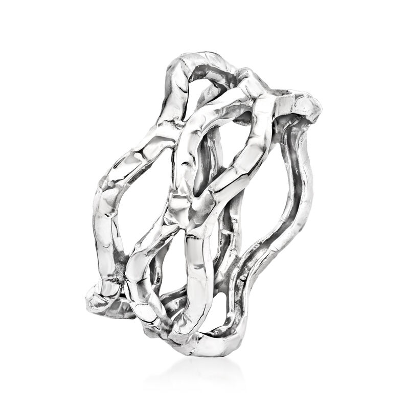 14kt White Gold Wavy Open-Space Ring image number 2