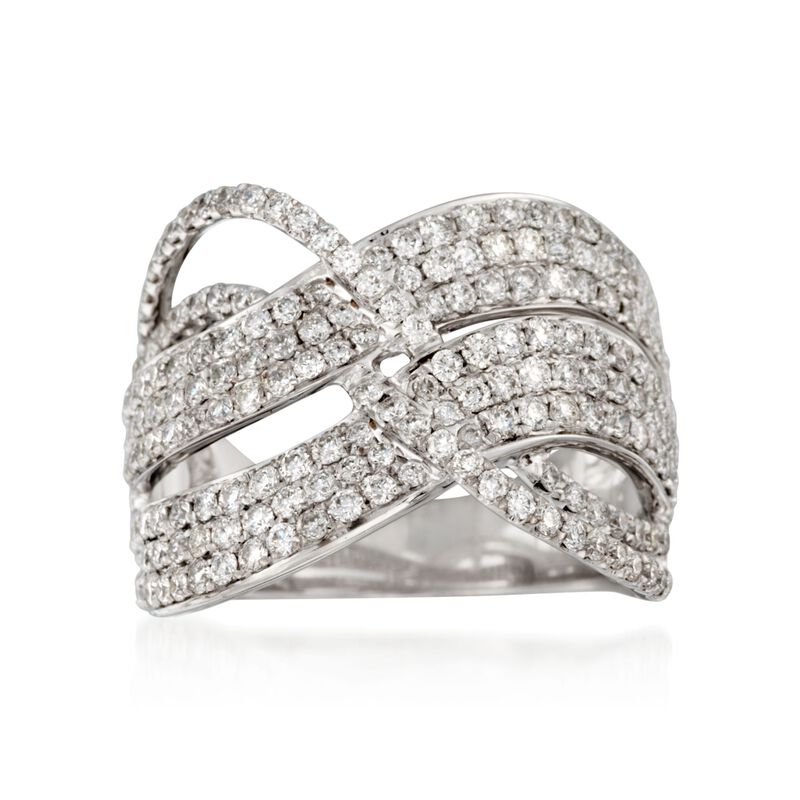 2.25 ct. t.w. Wavy Diamond Crossover Ring in 14kt White Gold image number 0