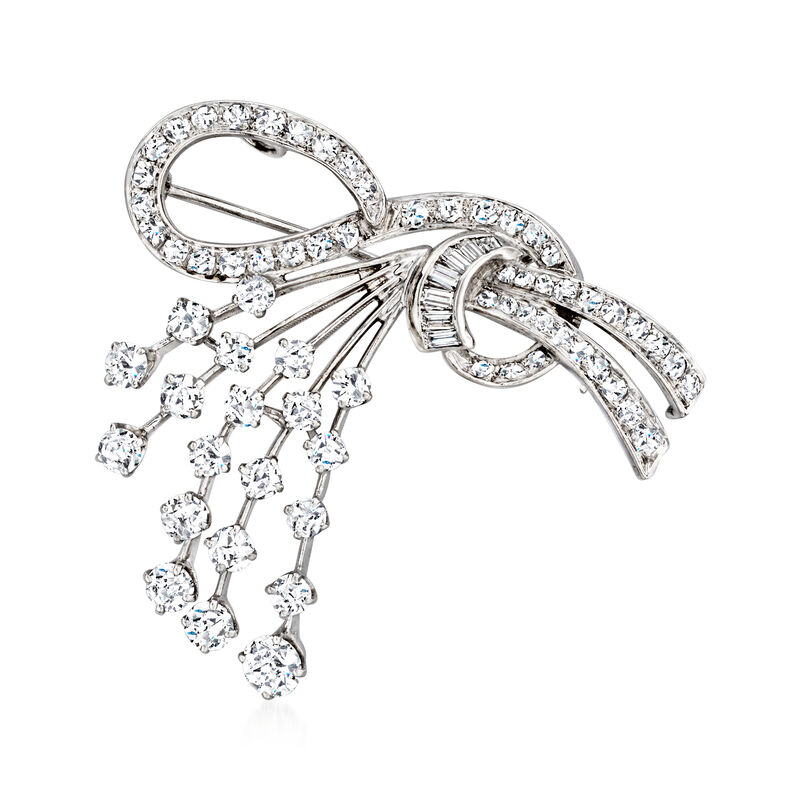 C. 1970 Vintage 3.60 ct. t.w. Diamond Spray Pin in 14kt White Gold image number 0