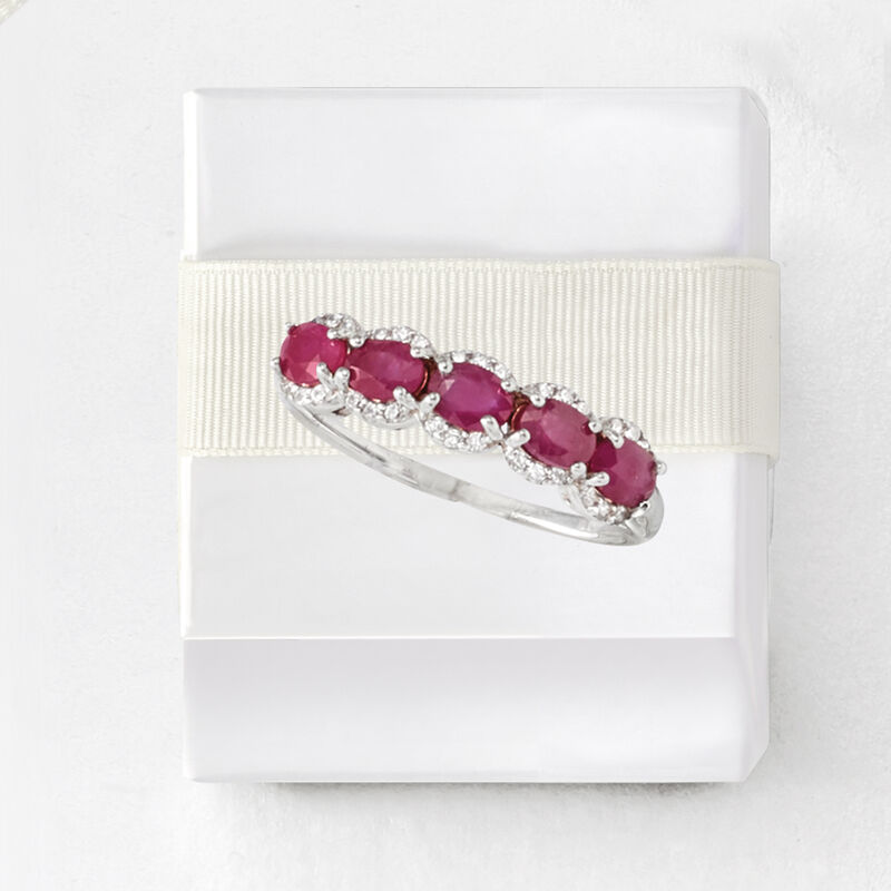 1.20 ct. t.w. Ruby and .10 ct. t.w. White Zircon Ring in Sterling Silver image number 4