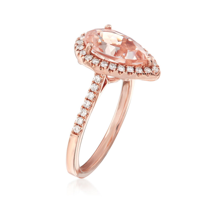 1.60 Carat Morganite and .34 ct. t.w. Diamond Ring in 14kt Rose Gold image number 2