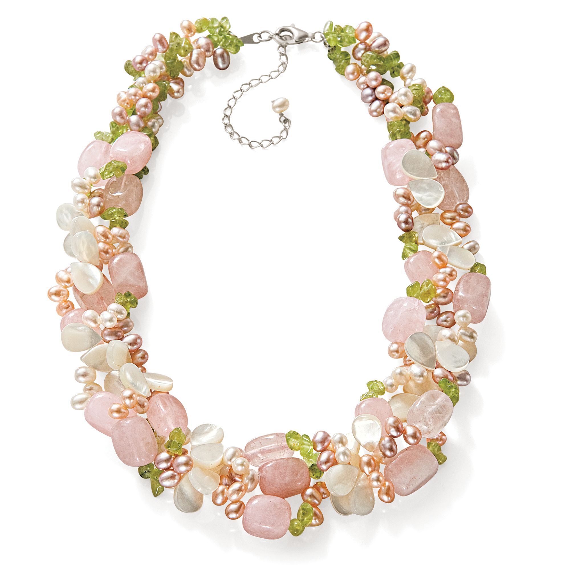 4-5mm Multicolored Cultured Pearl and Multi-Gemstone Torsade