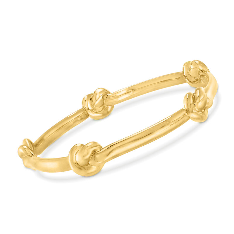 Italian Andiamo 14kt Yellow Gold Over Resin Knot Station Bangle Bracelet. 7.5&quot; image number 0