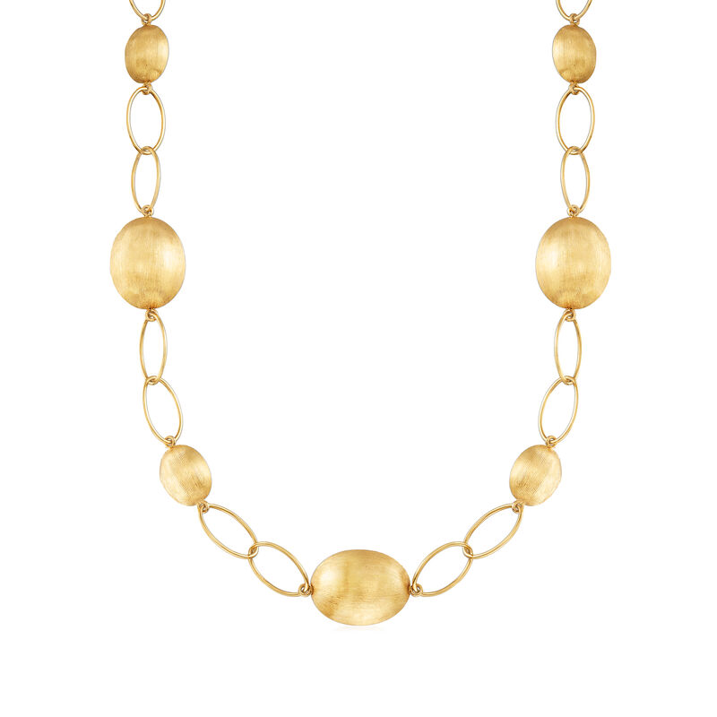 C. 2000 Vintage 18kt Yellow Gold Bead and Link Necklace. 19&quot; image number 1