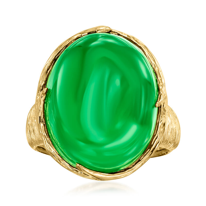 Green Chalcedony Ring in 18kt Gold Over Sterling image number 0