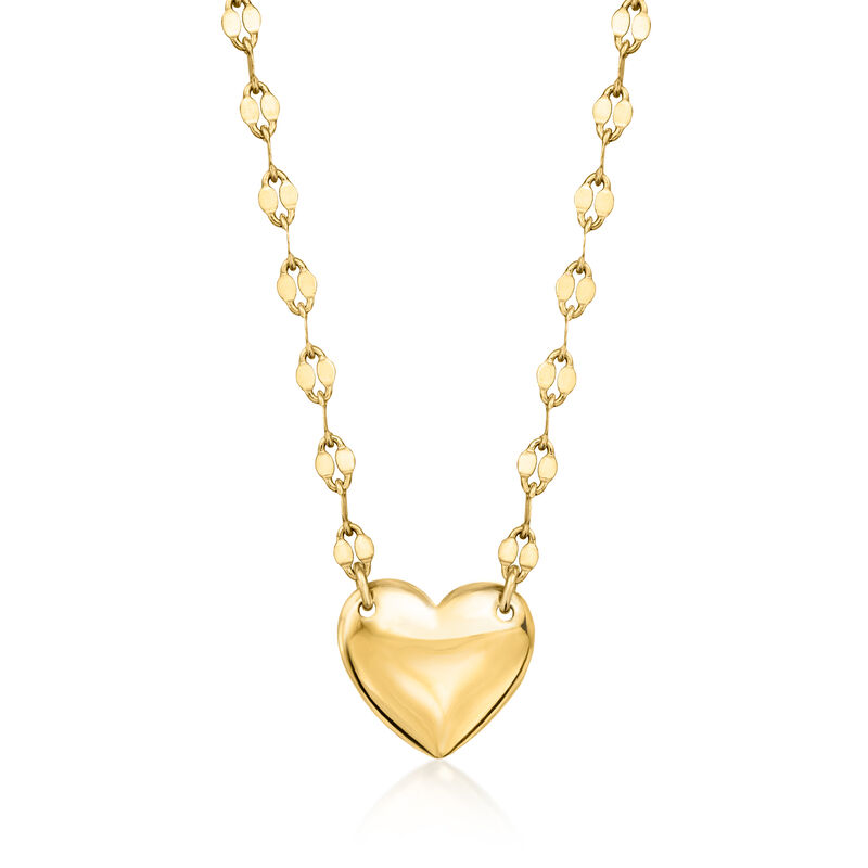 18kt Gold Over Sterling Heart and Lumachina-Chain Necklace. 18&quot; image number 1