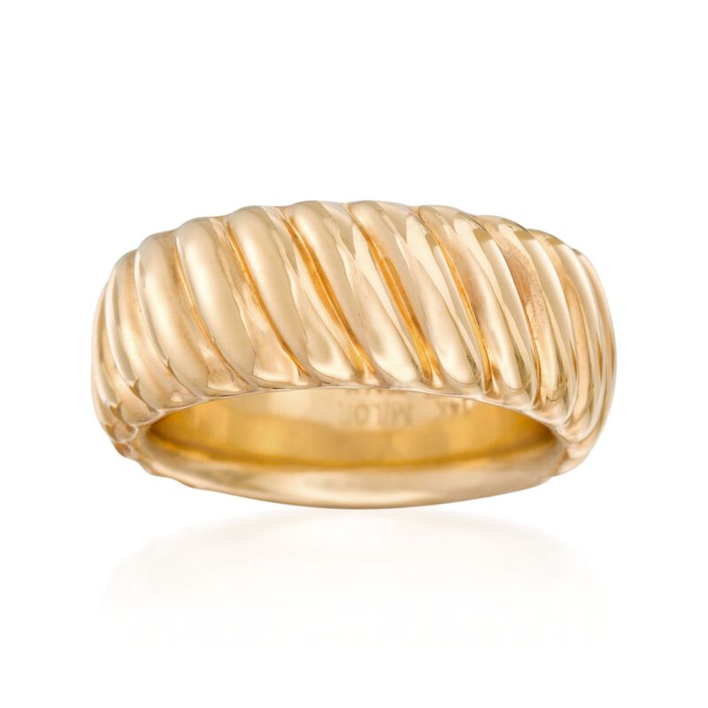 Andiamo 14kt Yellow Gold Over Resin Ribbed Ring image number 0