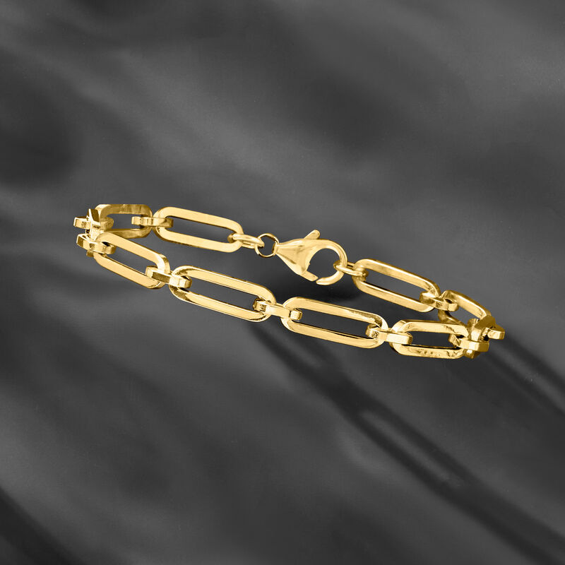 Italian 14kt Yellow Gold Paper Clip Link Bracelet image number 2