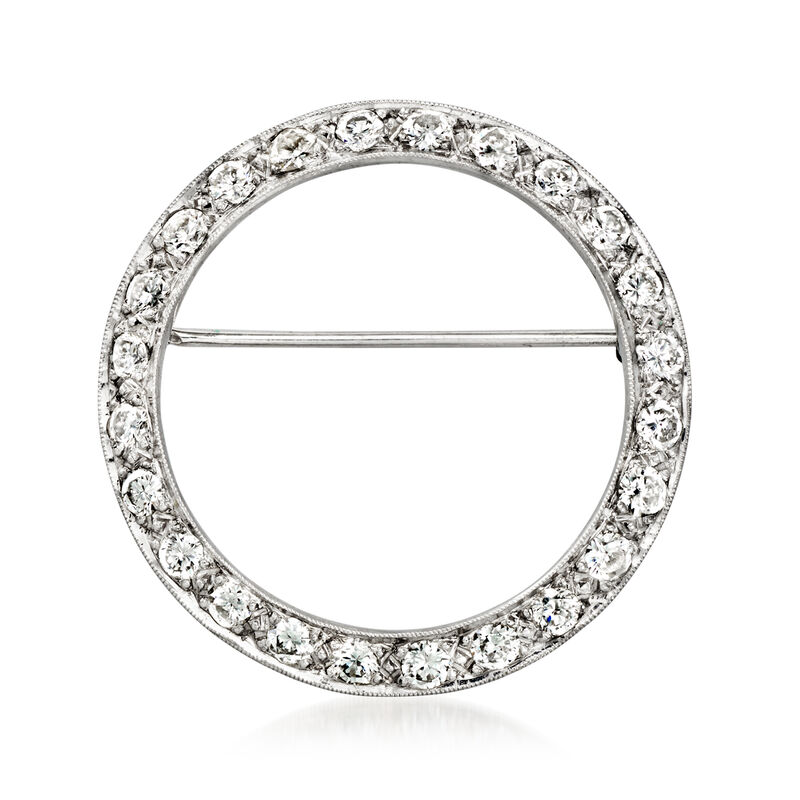 C. 1950 Vintage 1.25 ct. t.w. Diamond Circle Pin in Platinum  image number 0